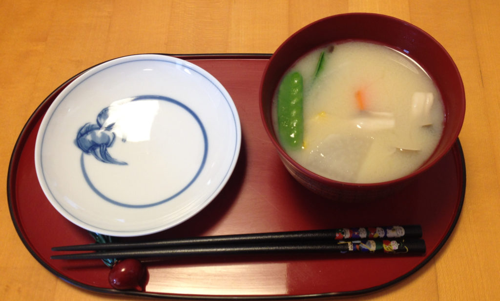 A colourful bowl of miso soup